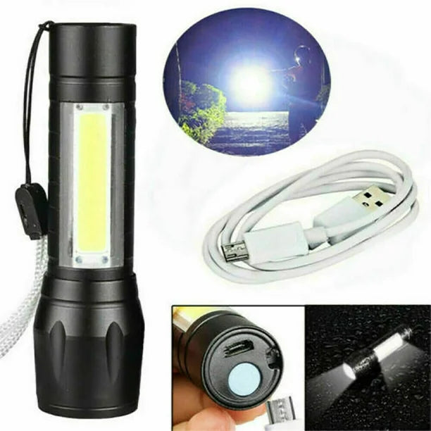 MINI LINTERNA LED TACTICA RECARGABLE USB PORTÁTIL ZOOM