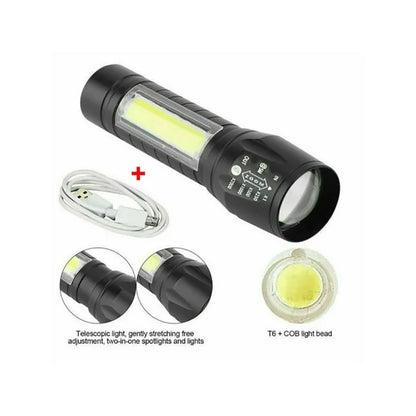 MINI LINTERNA LED TACTICA RECARGABLE USB PORTÁTIL ZOOM