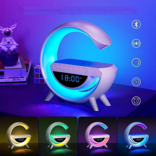 BOCINA, CON CARGA INALAMBRICA Y RELOJ LED