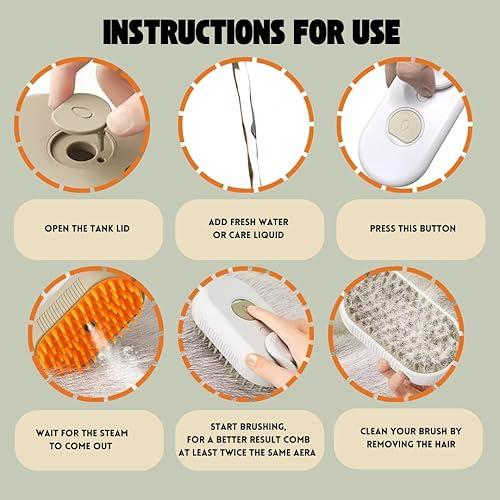 CEPILLO DE PELO CON VAPOR PARA MASCOTAS