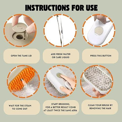 CEPILLO DE PELO CON VAPOR PARA MASCOTAS
